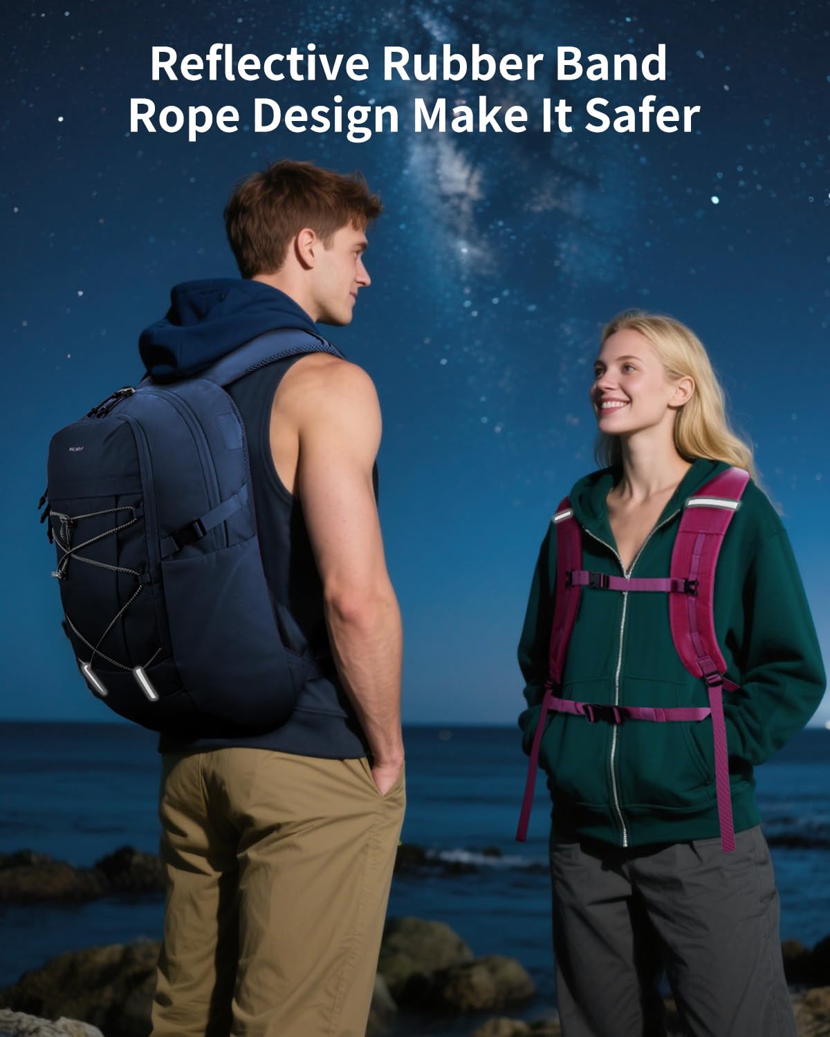 ECOHUB luggage strap securing backpack to a suitcase handle for travel