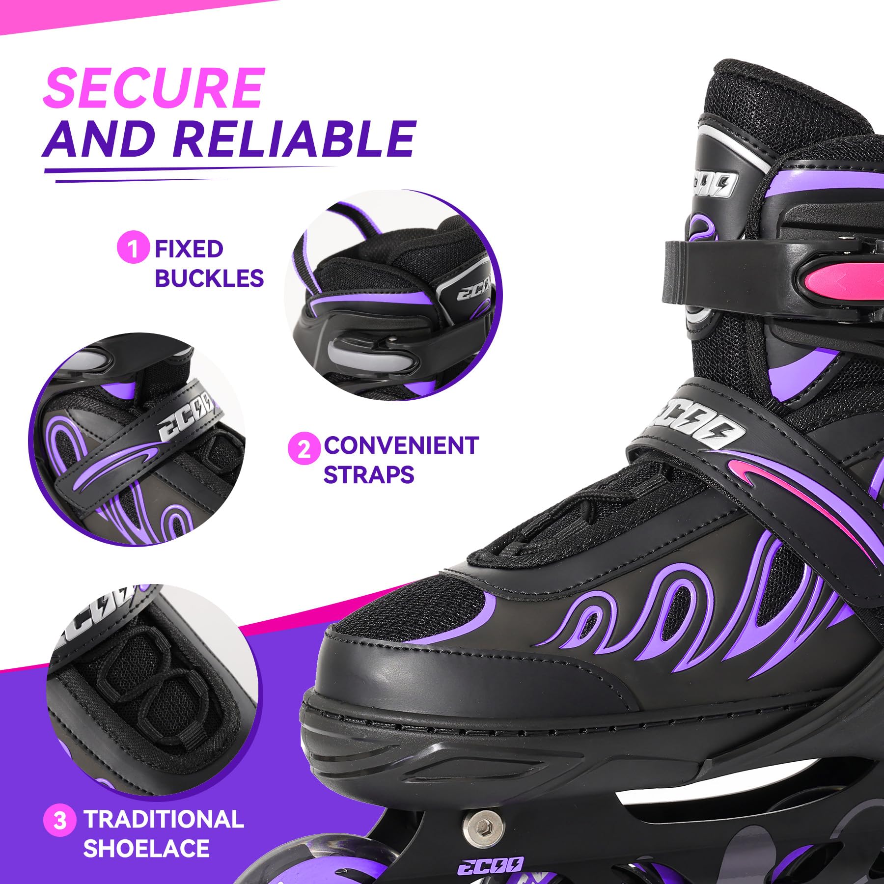 ECOO breathable liner and padded collar providing comfort and sweat control
