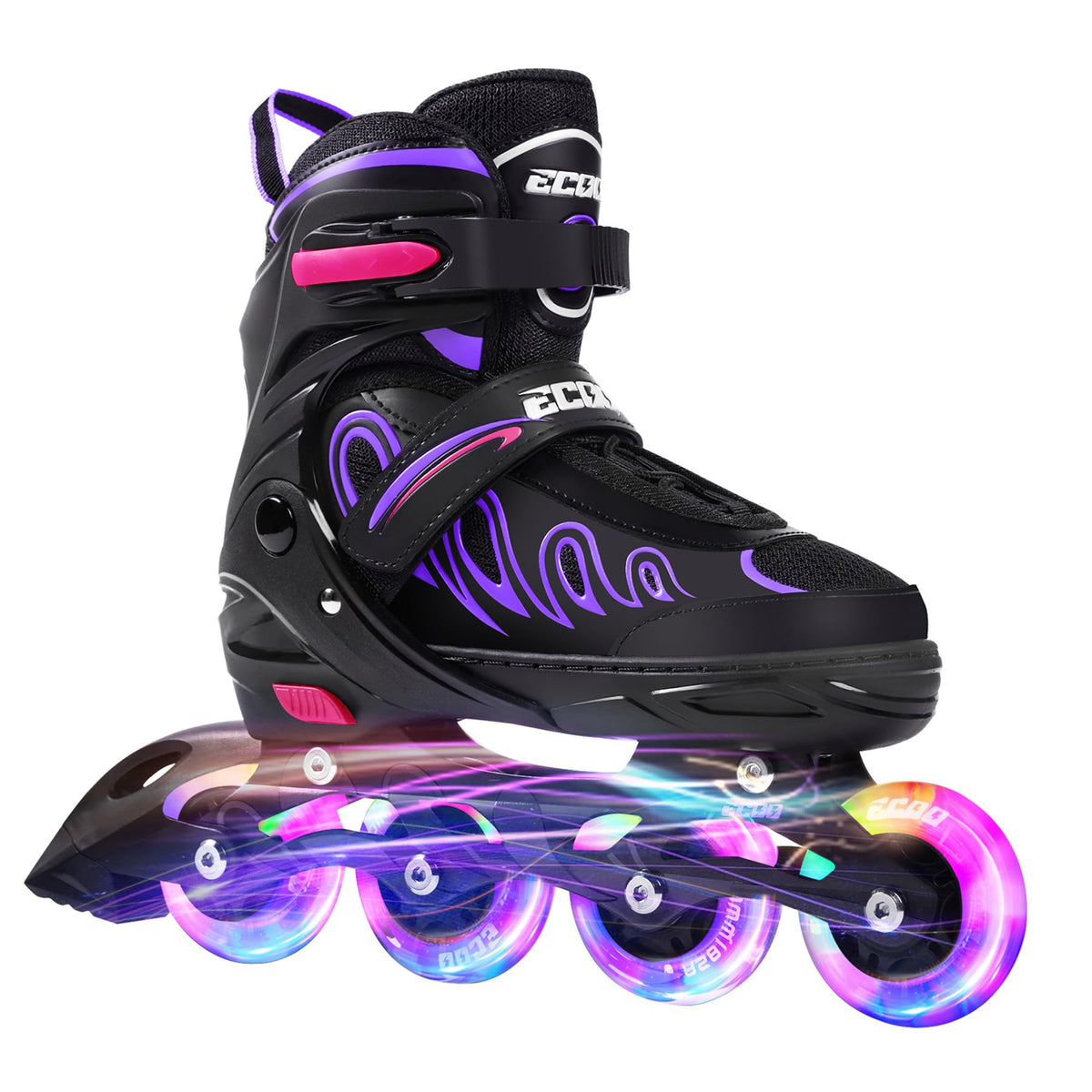 ECOO front view of adjustable inline skates showing design and fit benefits