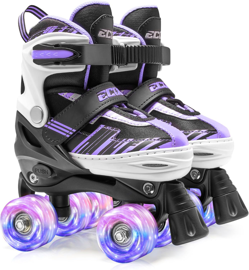 ECOO front view of adjustable roller skates showing fit and design benefits