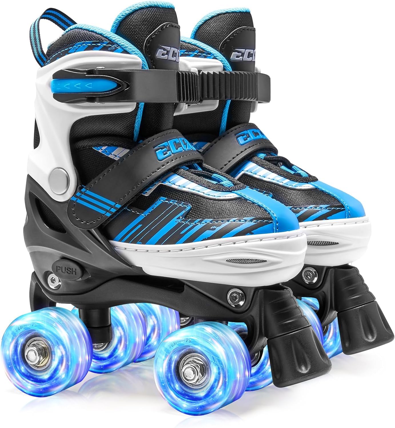 ECOO front view of skates showing adjustable fit and protective design