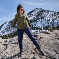 Eddie Bauer recycled nylon fabric close-up showing DWR texture and durability