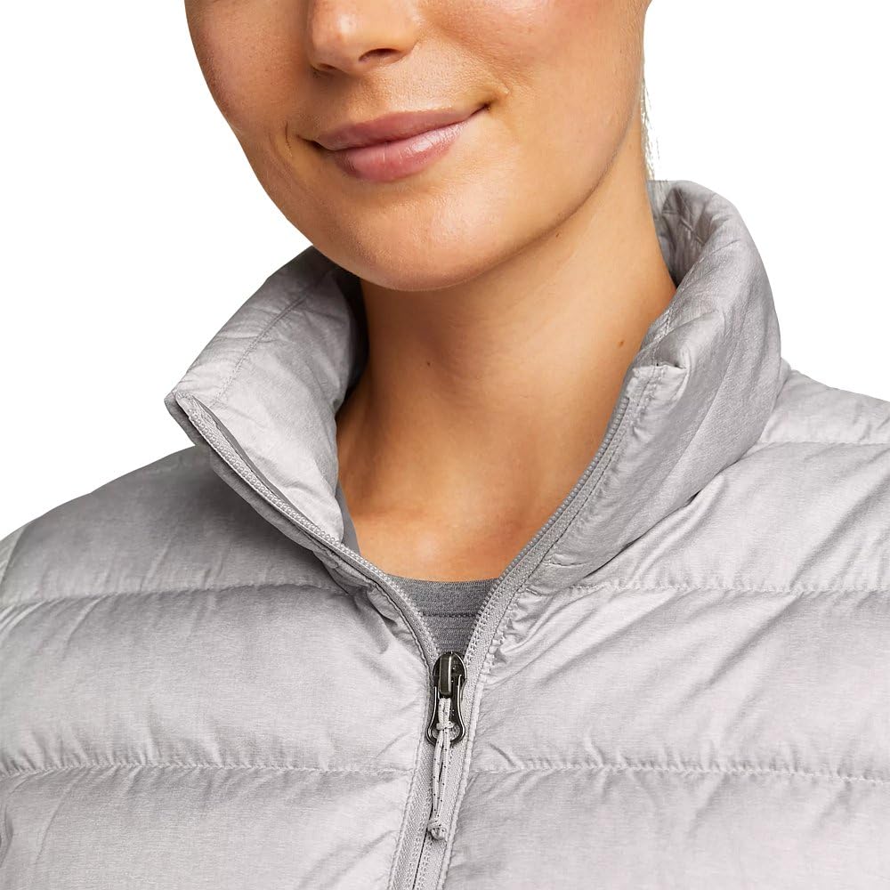 Eddie Bauer jacket worn on trail in black showing warmth and mobility