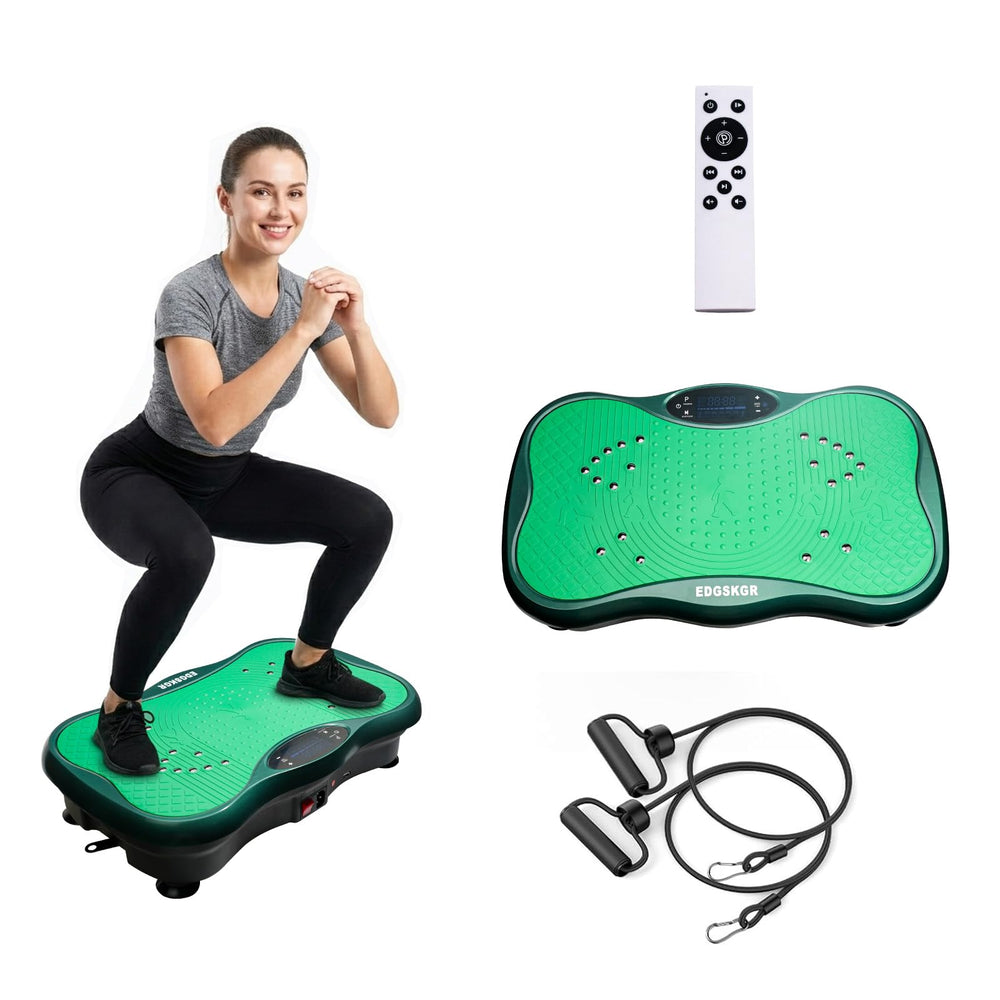 EDGSKGR front view of vibration plate showing stable platform and benefit of home workouts