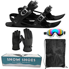 eefayiyifa mini short ski skates set front view with gloves and goggles shows compact portability