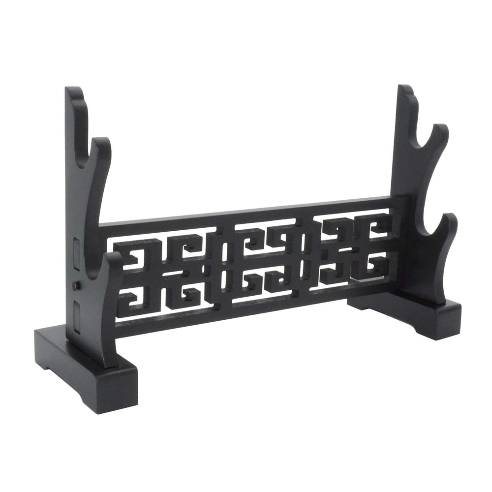 Eforlife front view of black two-tier stand shows elegant display and stability