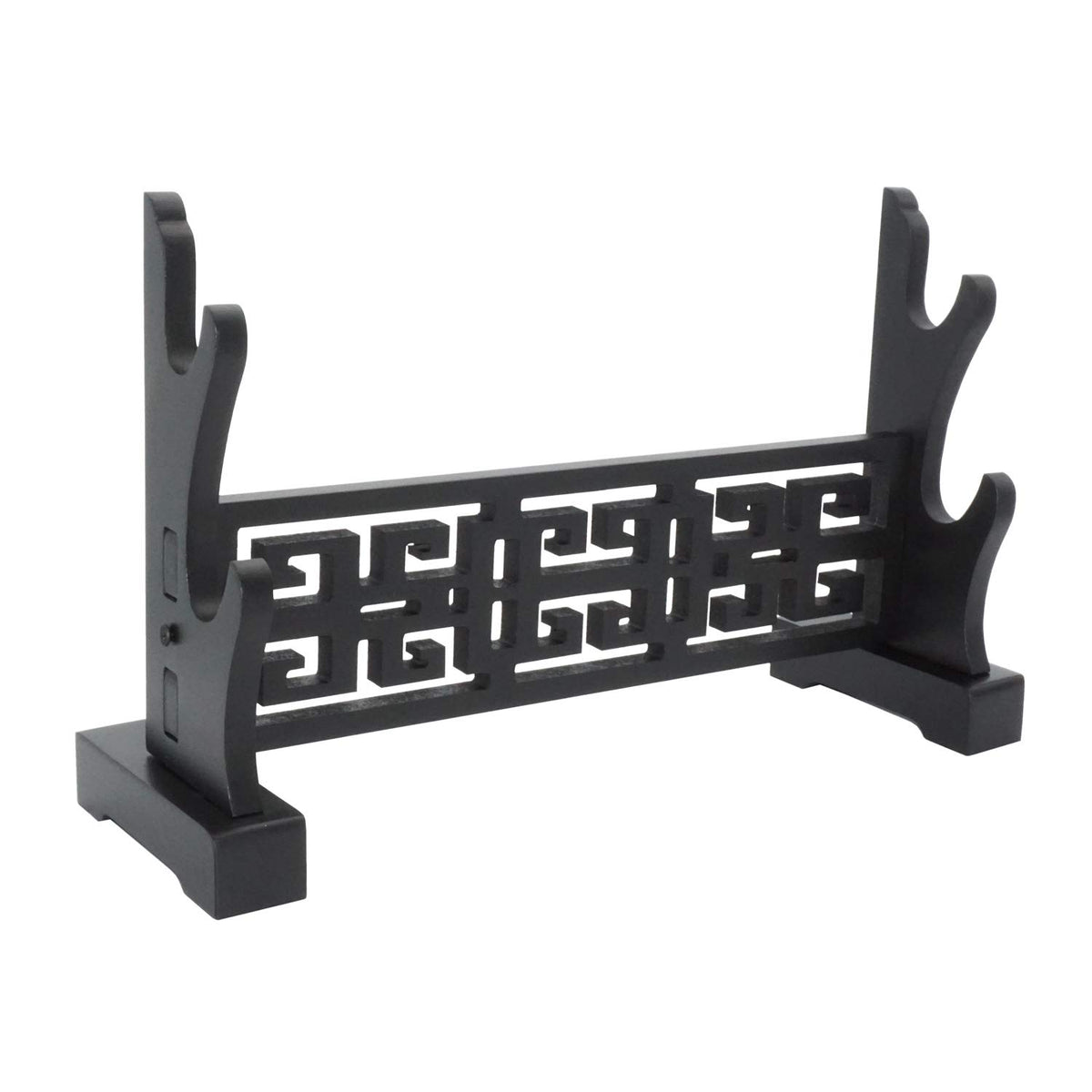 Eforlife front view of black two-tier stand shows elegant display and stability