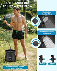 Eioehtl shower head detail with flow knob and stop button, precise water control
