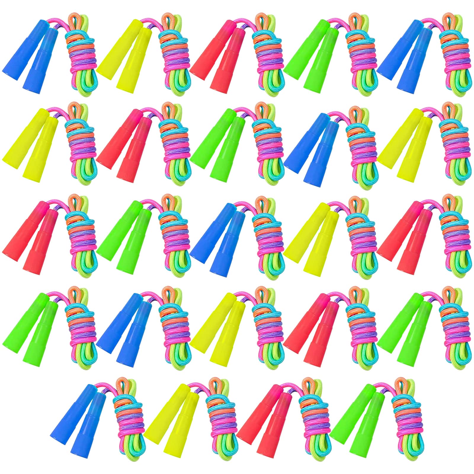Elcoho front packaging showing 24 colorful jump ropes and bulk value
