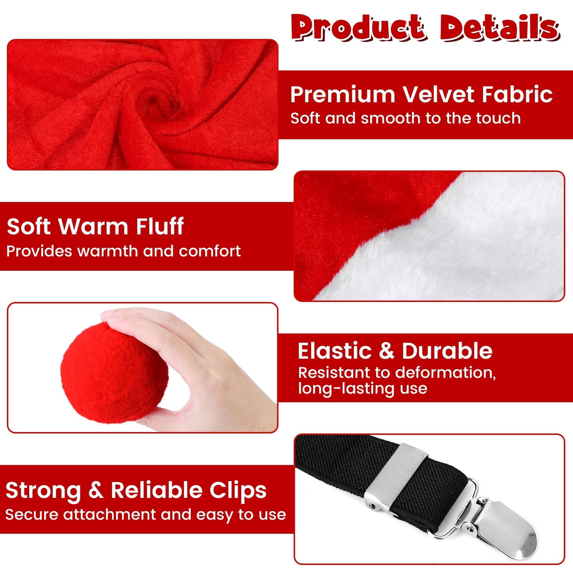 Elcoho Santa hat and pants label visible for clear brand and sizing information