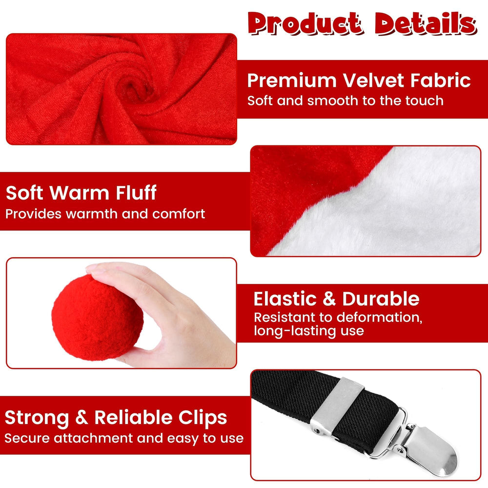 Elcoho Santa hat and pants label visible for clear brand and sizing information