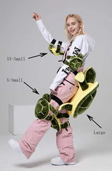 Elegeet turtle worn by skier demonstrating rear cushioning benefit