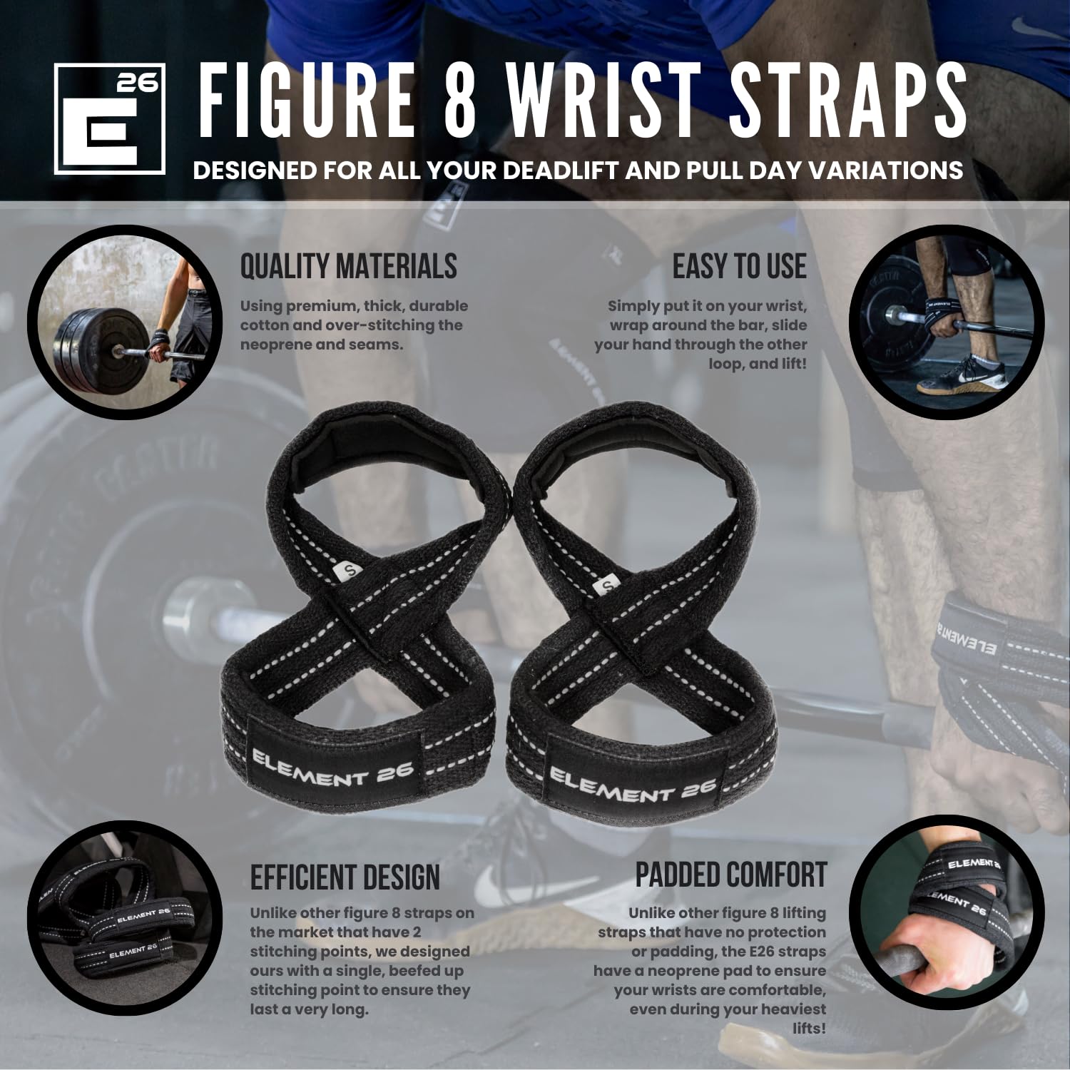Element 26 padded wrist close-up showing single stitching and comfort for heavy lifts