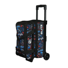 ELITE front view of double roller bag showing graffiti design and pockets for easy identification