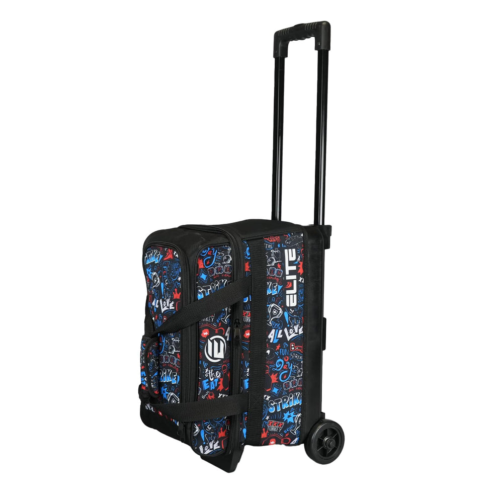 ELITE wheels rolling smoothly on alley floor offering effortless transport of heavy balls