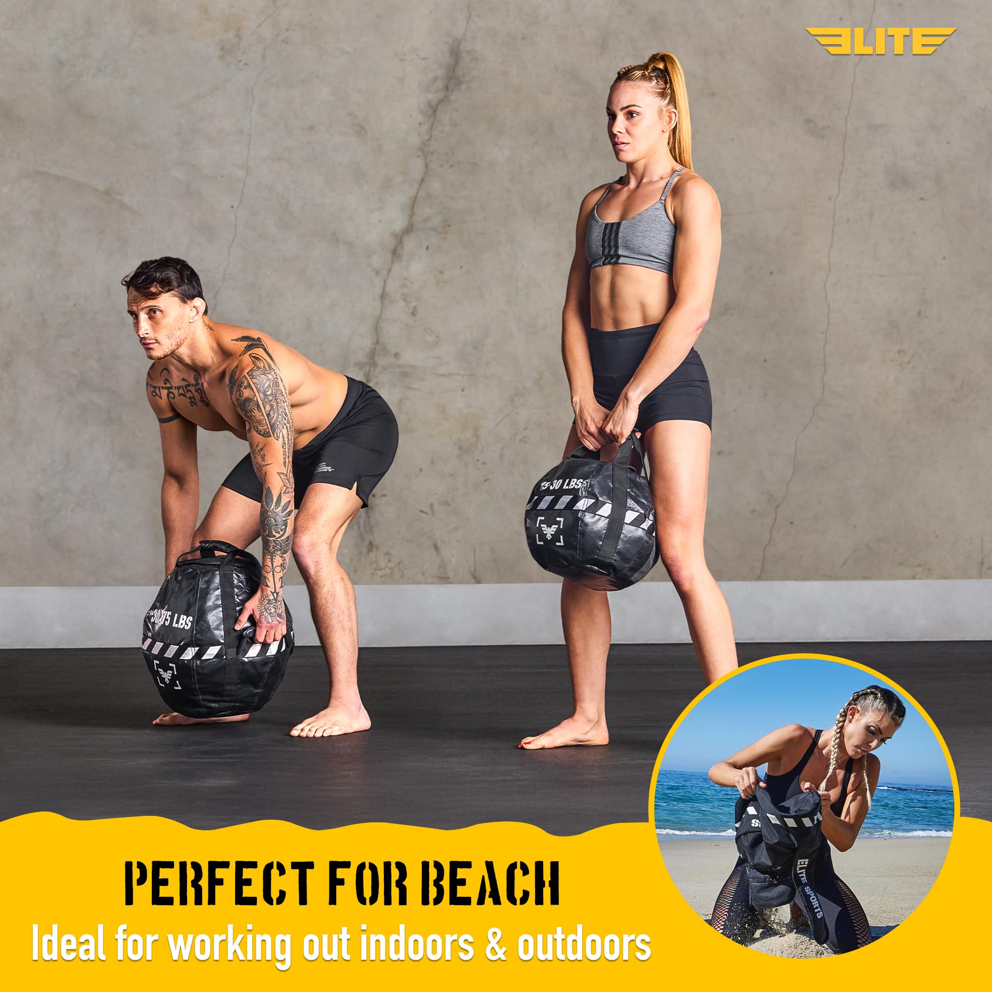 Elite Sports kettlebell in a home gym scene showing portability and space-efficient storage