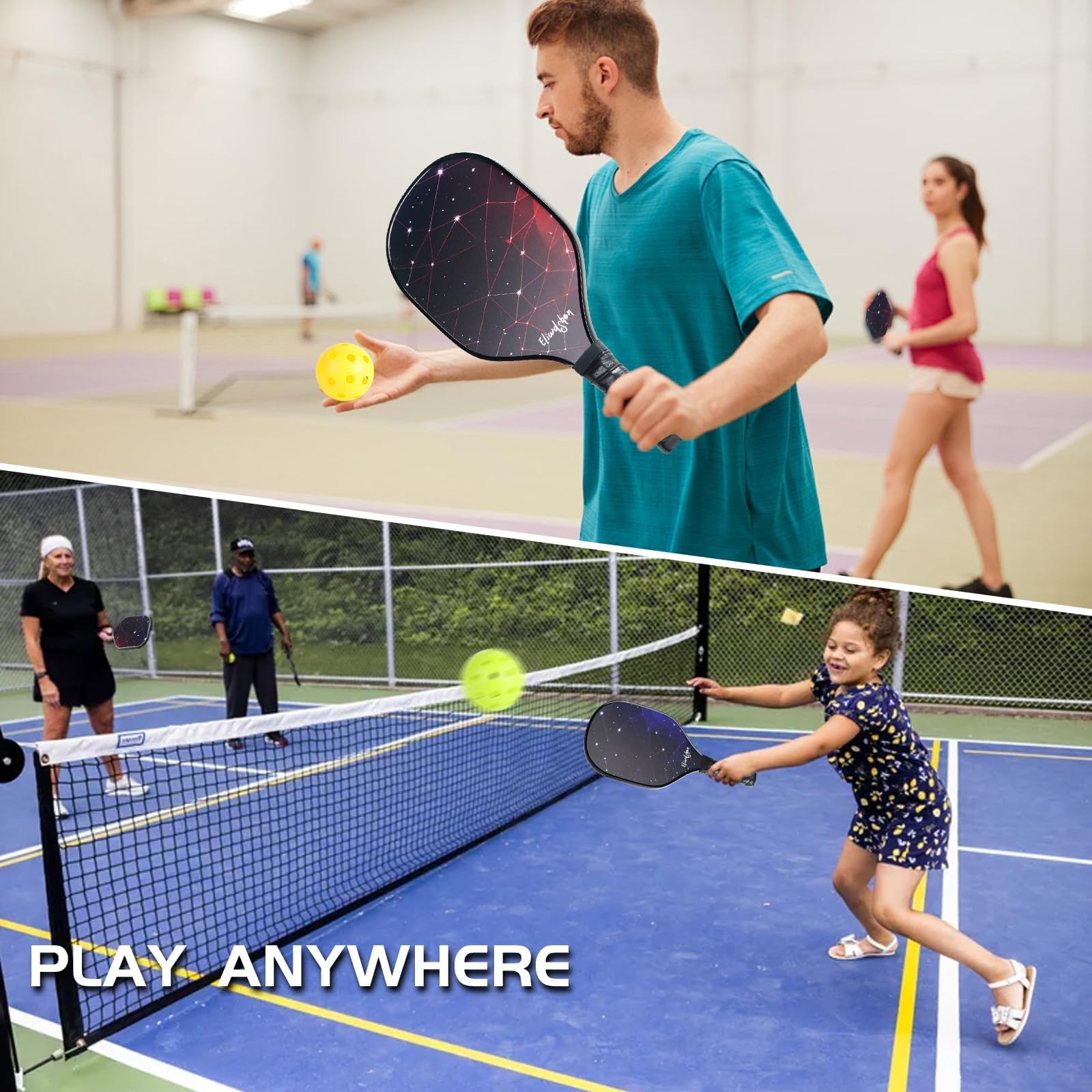 Eliwdshen paddles in use at court showing teamwork and play readiness