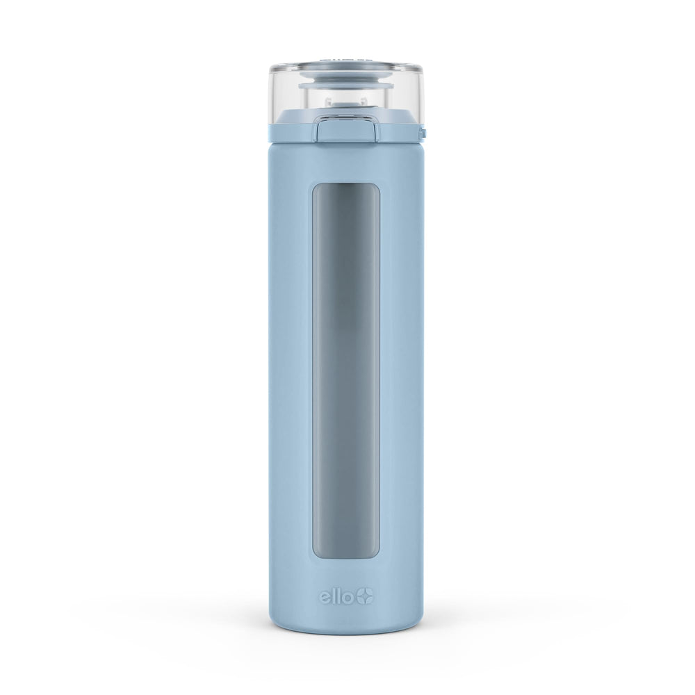 Ello Syndicate front view showing tech blue bottle and clean glass finish