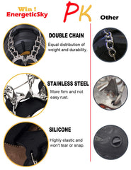 EnergeticSky crampons fitted on a hiking boot delivering steady traction on icy trail