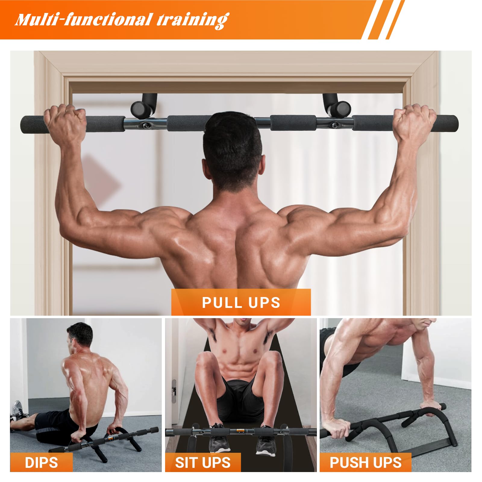 ENERGI CORE bar on floor used for pushups and dips offering versatile bodyweight exercise options
