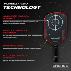 Engage Pursuit V2.0 handle and grip detail showing 5.3 inch grip for comfortable control