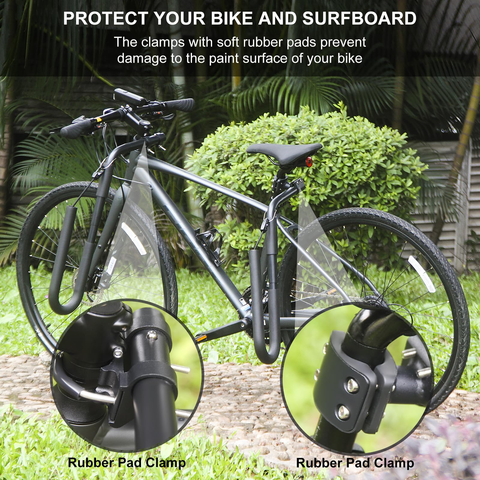 Enjoyard clamp rubber pad detail protecting bike paint during mounting