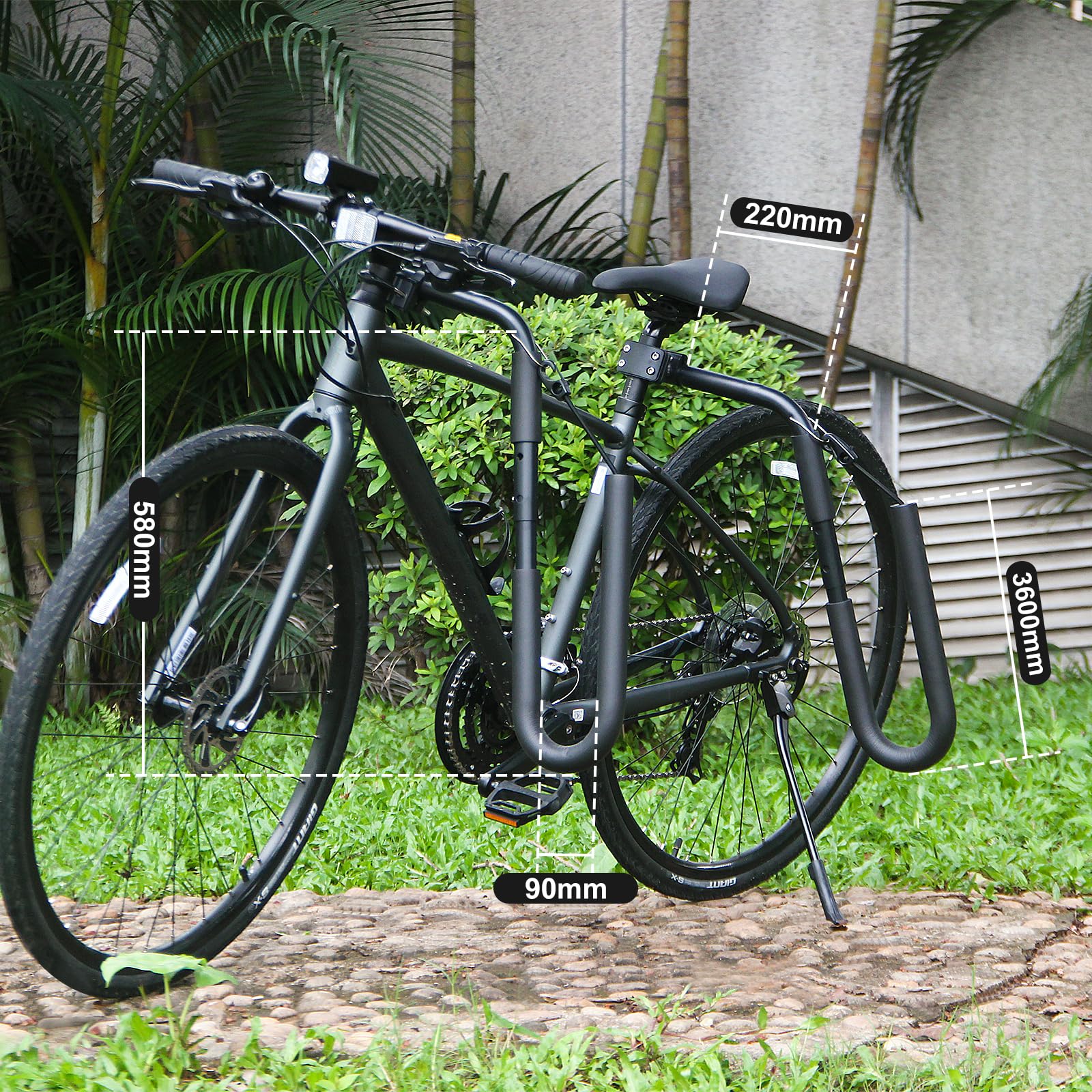 Enjoyard mounted on mountain bike demonstrating secure board transport