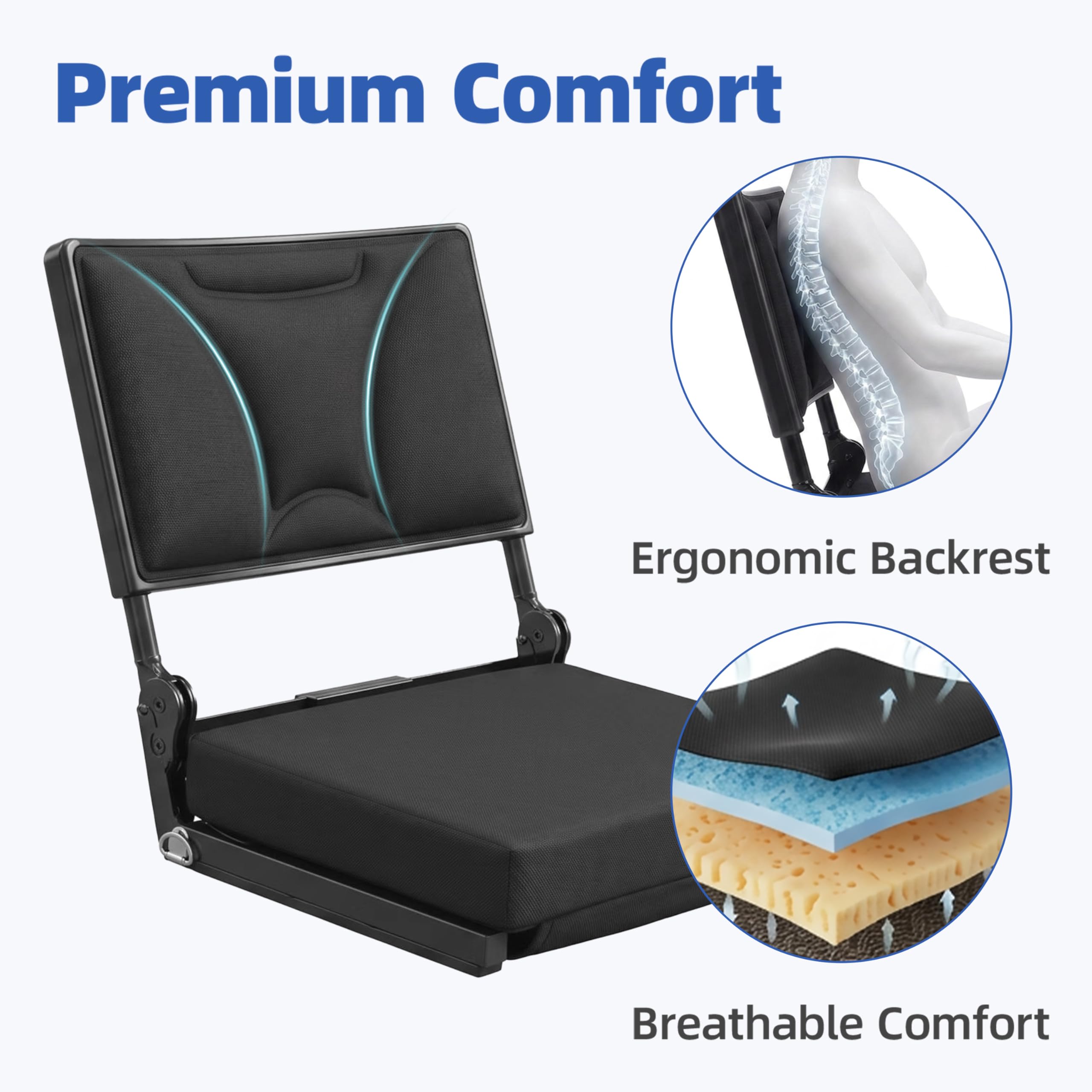 Enkarsen under-seat hooks and rubber strips providing stable bench grip