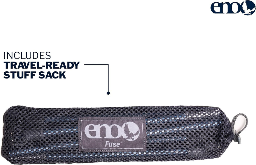 ENO Fuse label and specs close-up showing brand info and capacity benefits