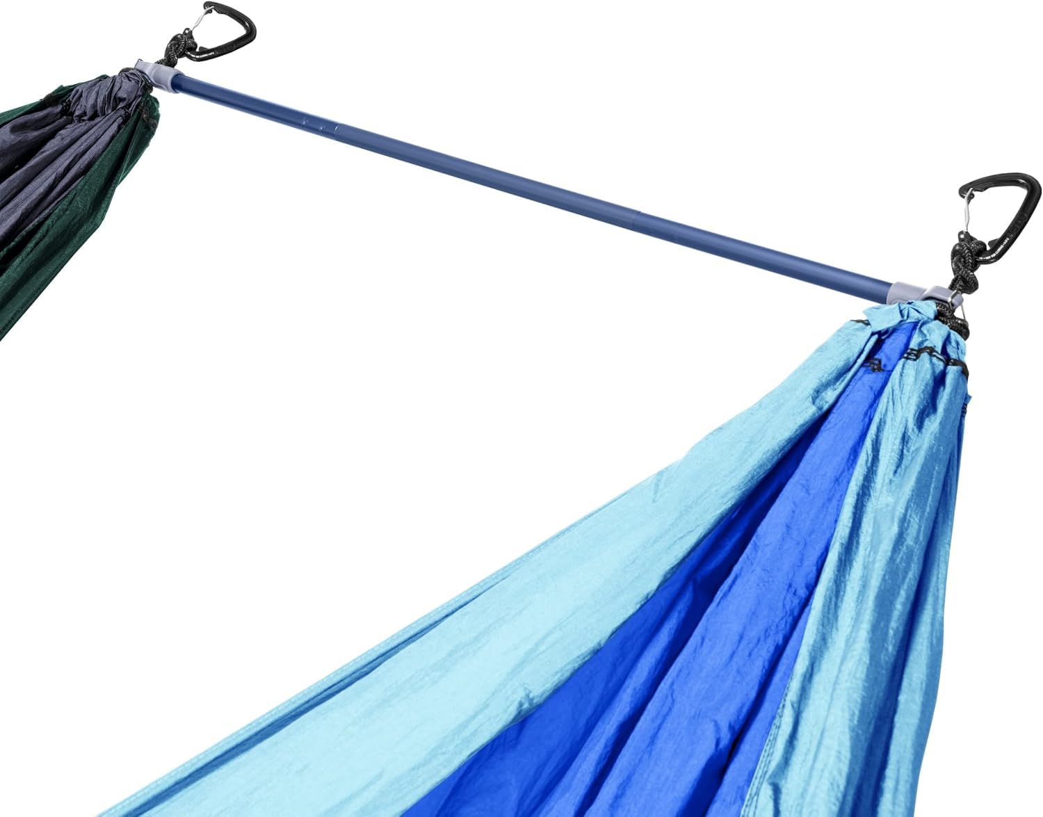 ENO Fuse Tandem front view showing dual hammock layout and portability benefit