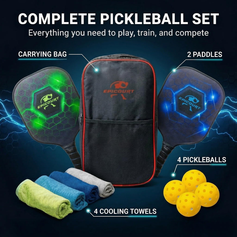 EPICOURT two indoor and two outdoor balls with cooling towels for versatile play benefit