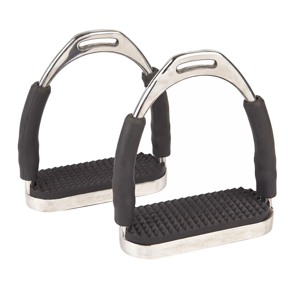 Equinez Tools front view of stirrups showing sturdy frame and balanced platform benefit