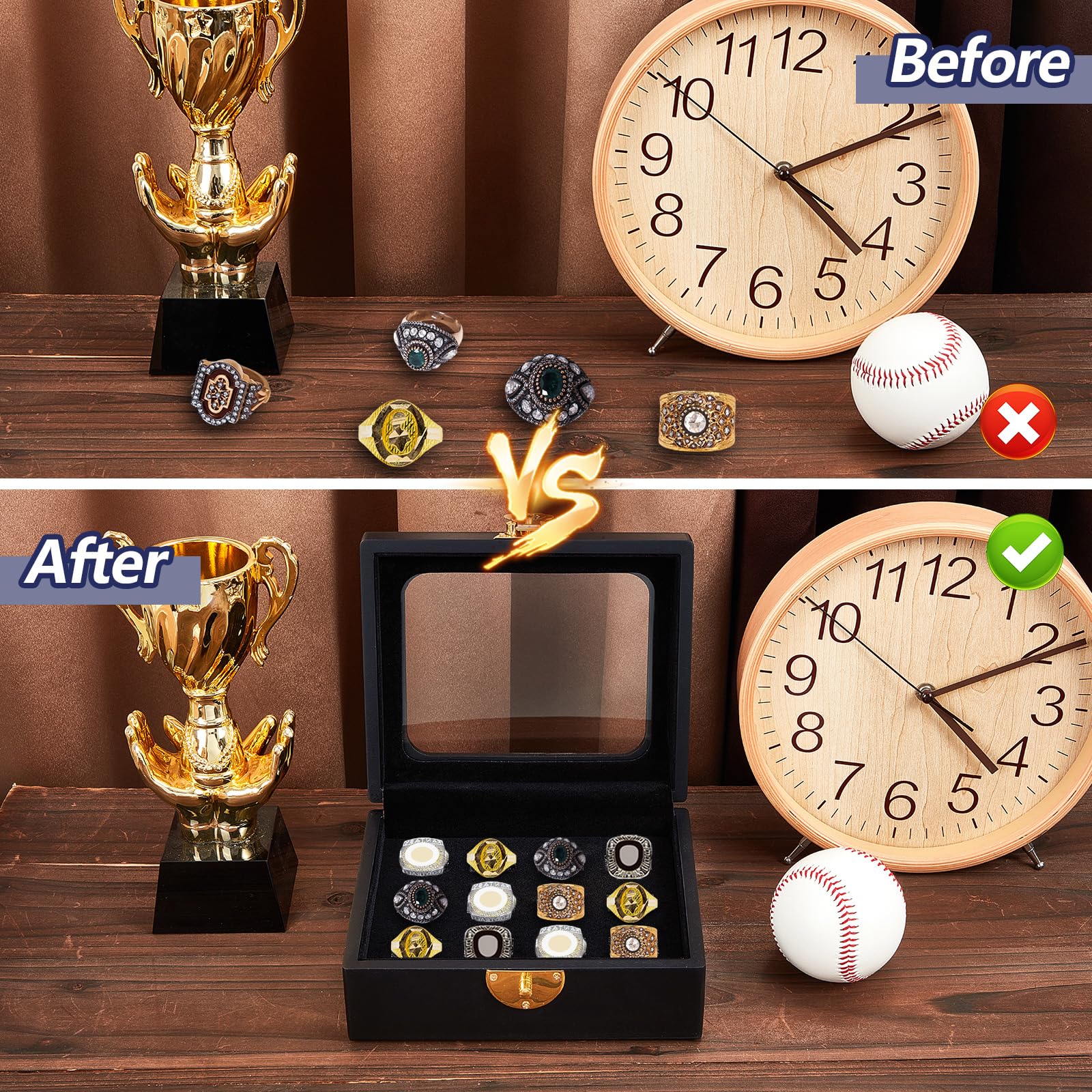 Equsion case with rings installed showcasing organized presentation and visibility