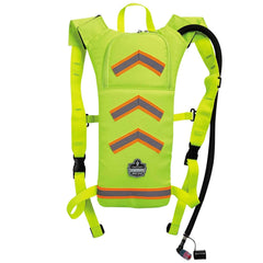 Ergodyne front view of lime hydration pack showing compact fit and visibility