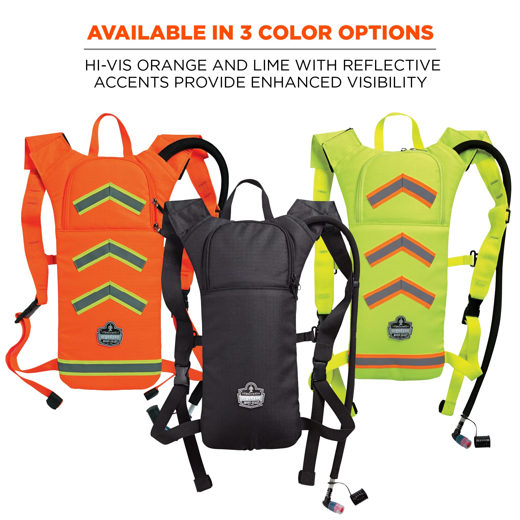 Ergodyne zippered top closure securing bladder and blocking debris