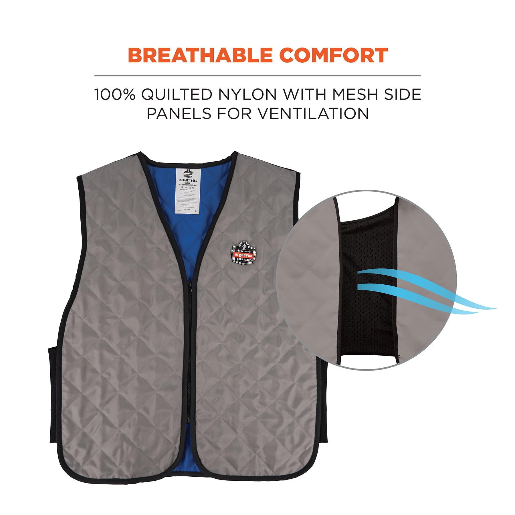 Ergodyne vest worn by outdoor worker illustrating active cooling during labor