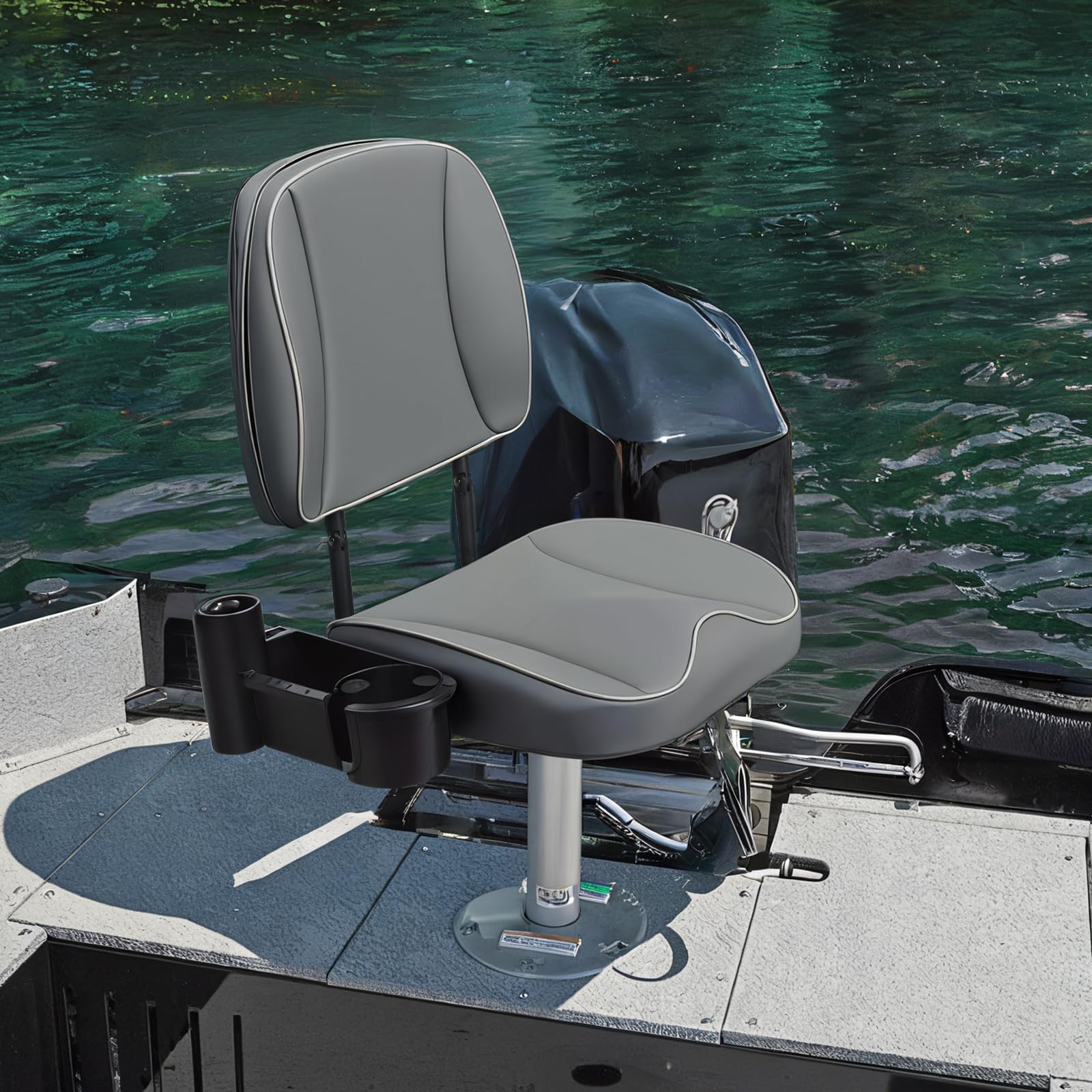 ERGOSEAT next to foot for scale demonstrating seat dimensions