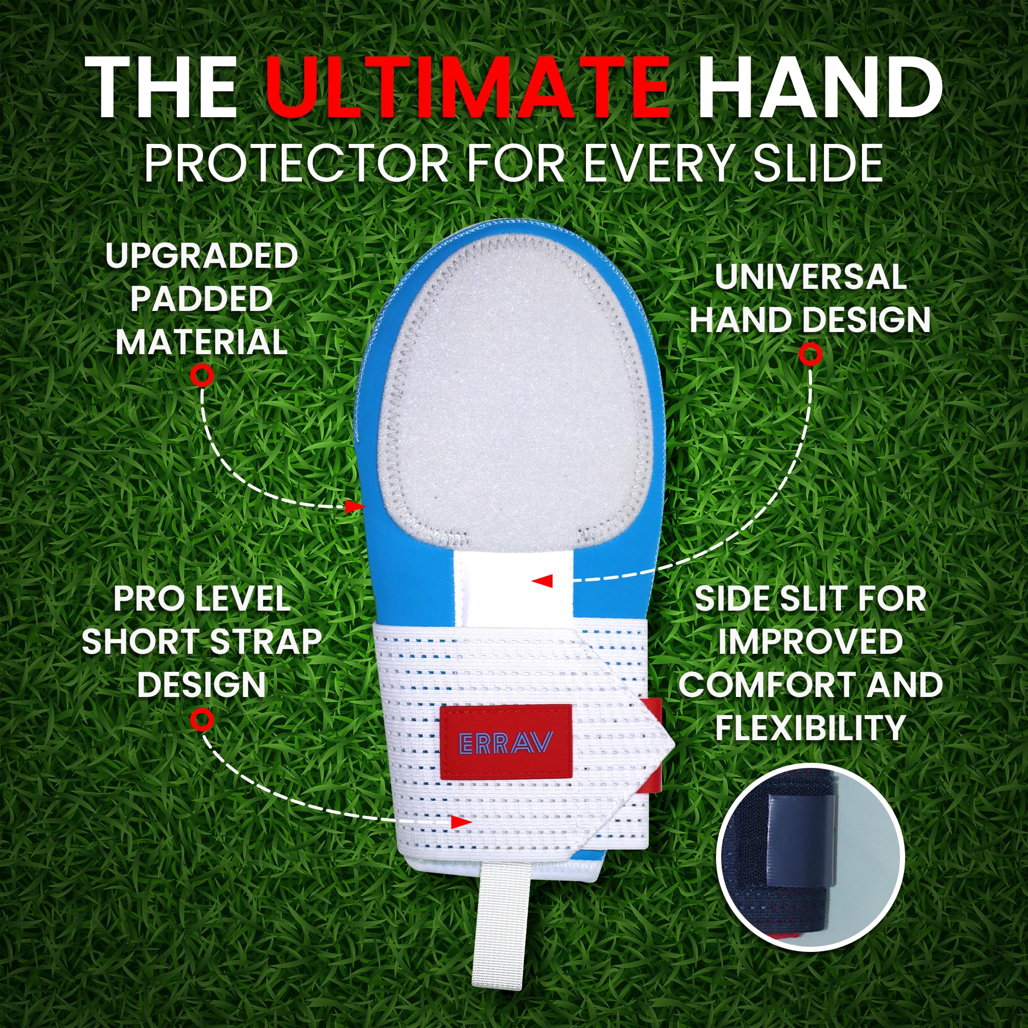 ERRAV close-up of hard-shell impact plate protecting fingers and palm