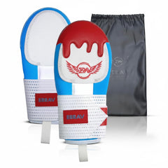ERRAV front view of blue-red sliding mitt showing full protection and sporty look