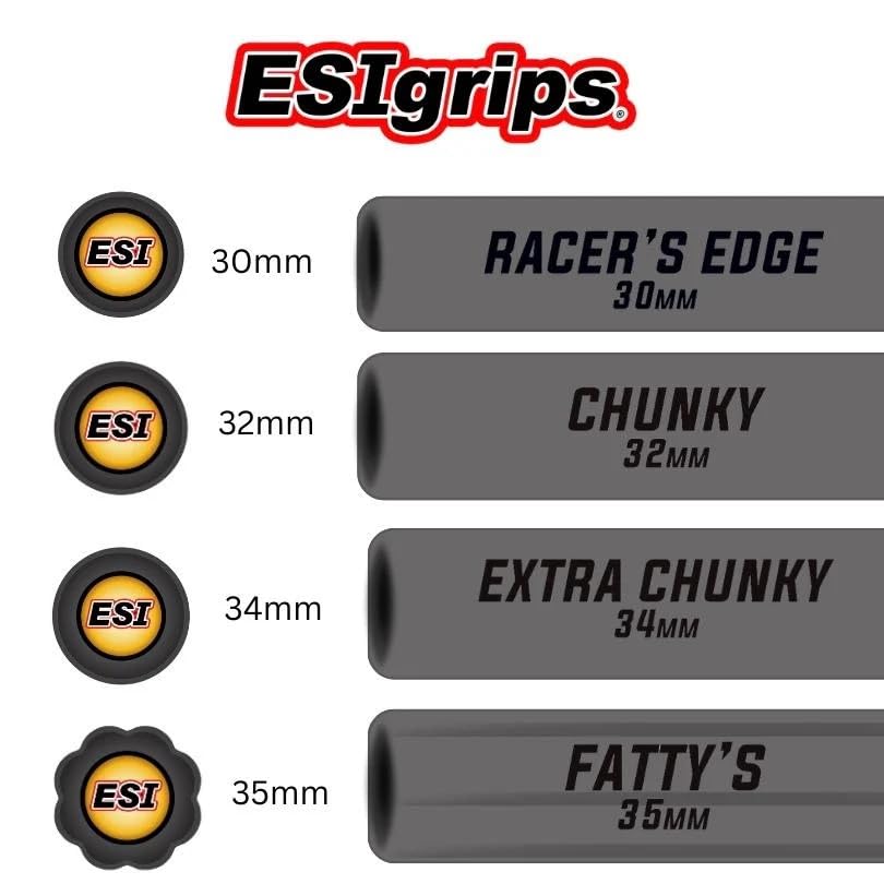 ESI Grips Chunky beside ruler showing 130mm length, helps choose proper fit