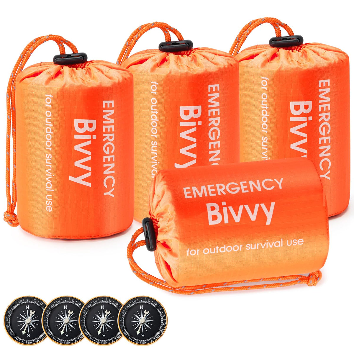 Esky front view of orange emergency sleeping bag showing packable design and visibility