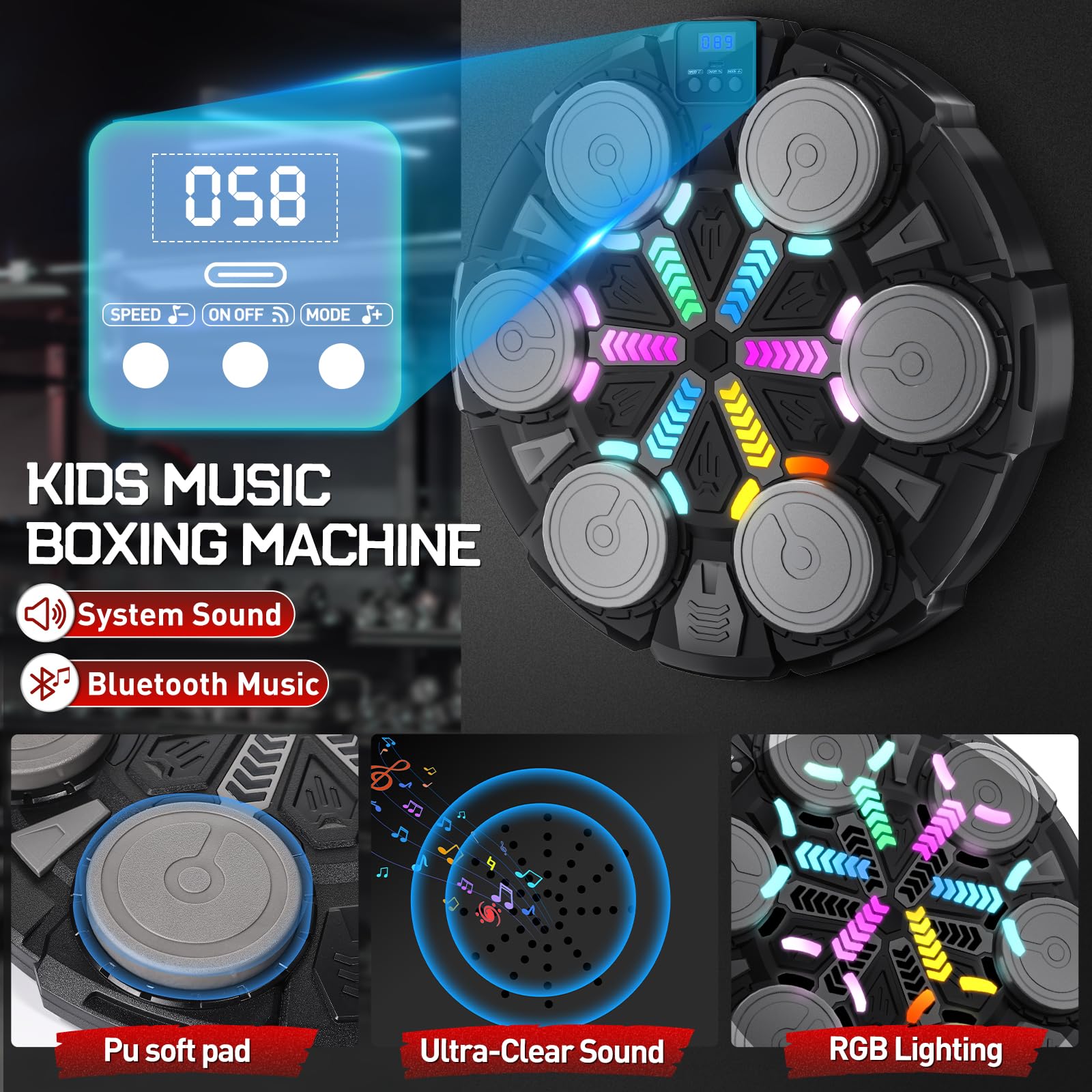 Esnowlee adult punching the machine at home to release energy and boost coordination during short workouts