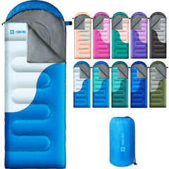 ESOKA PRON Sky front view showing full rectangular sleeping bag and roomy fit