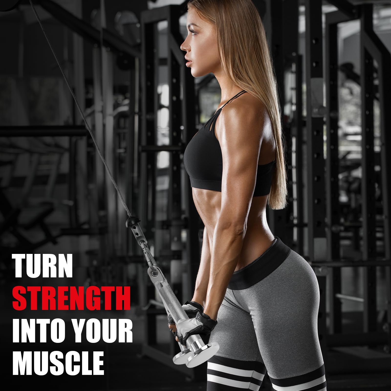 E.T.ENERGIC V bar on gym cable station showing versatile workout use