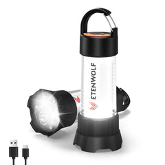 ETENWOLF front view of lantern showing controls and even glow benefit