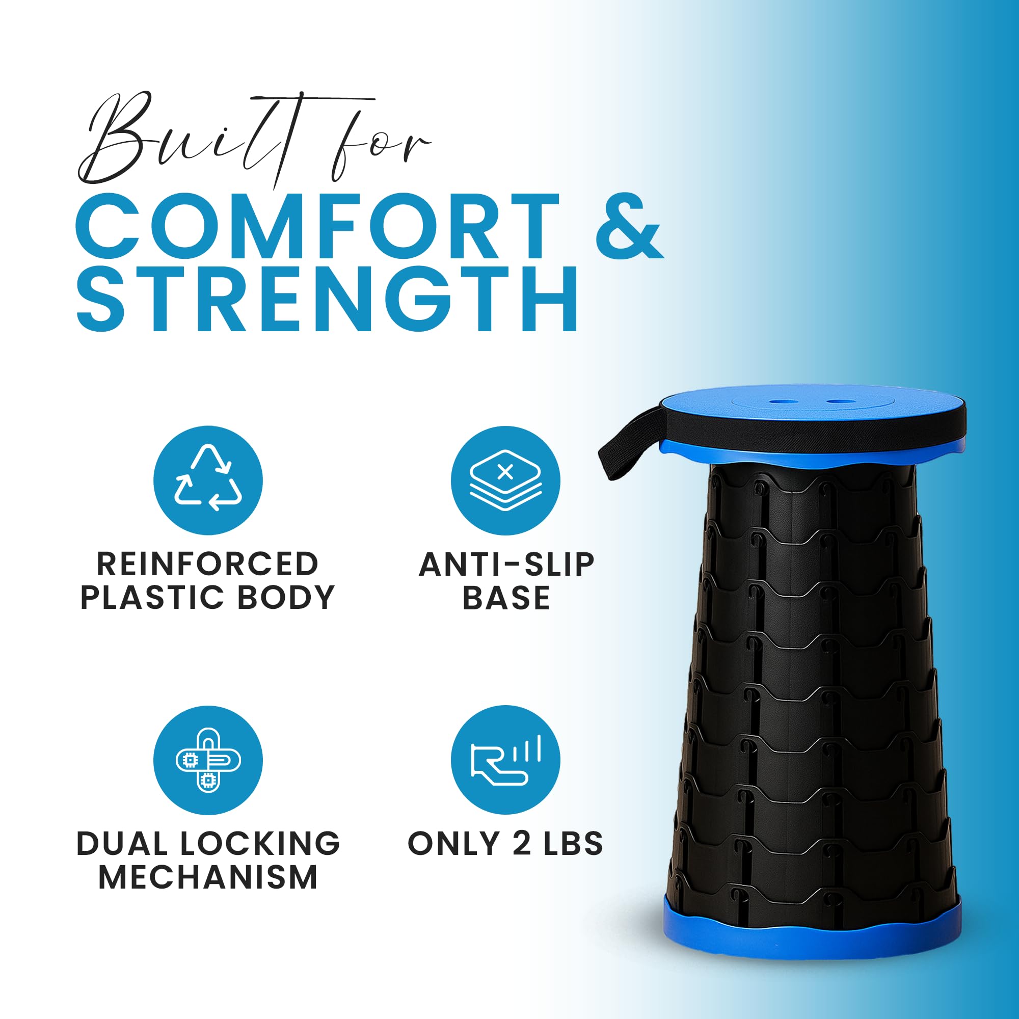 Ever Brightly collapsed with carry strap illustrating compact portability
