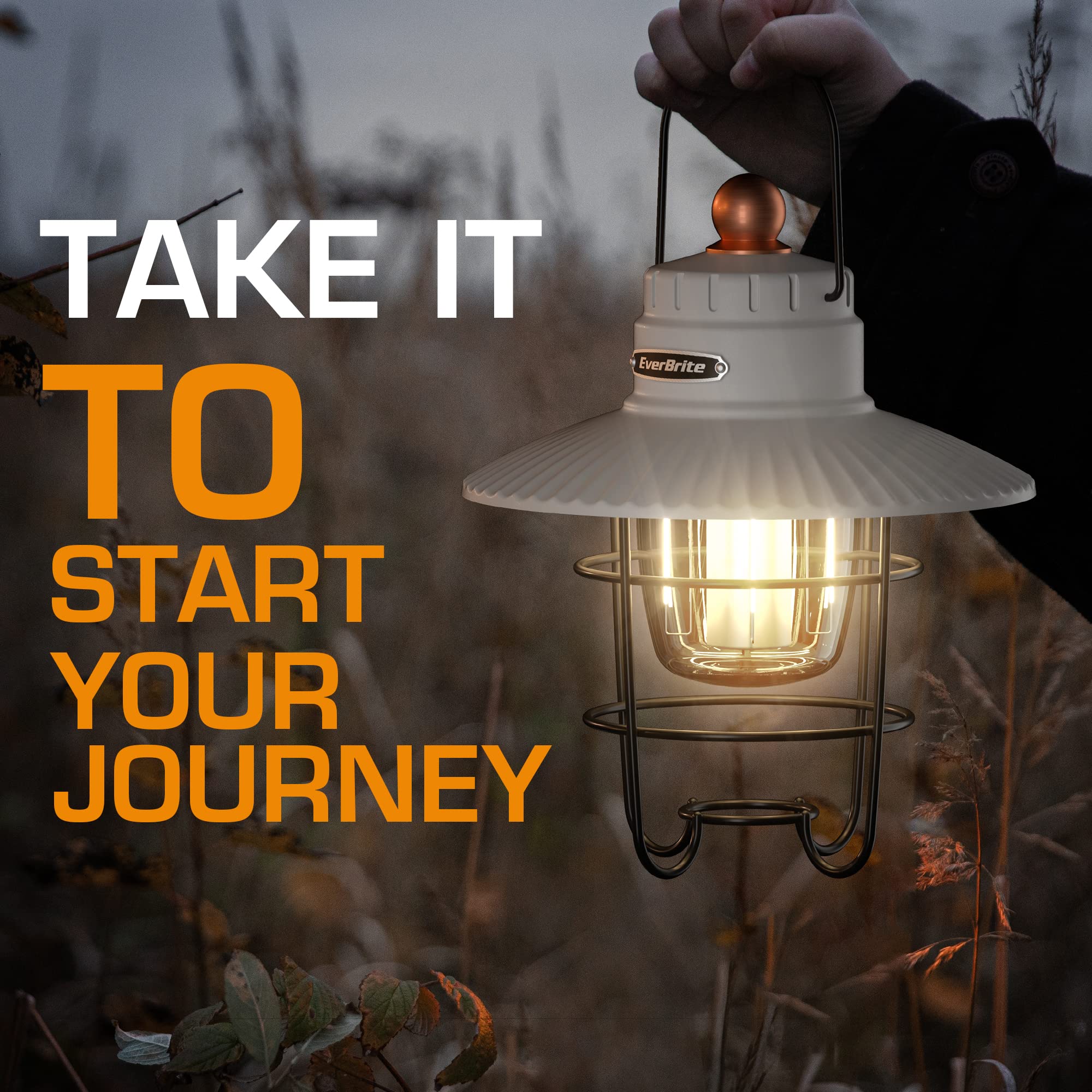 EverBrite lantern on outdoor table setting adding vintage style and practical area light