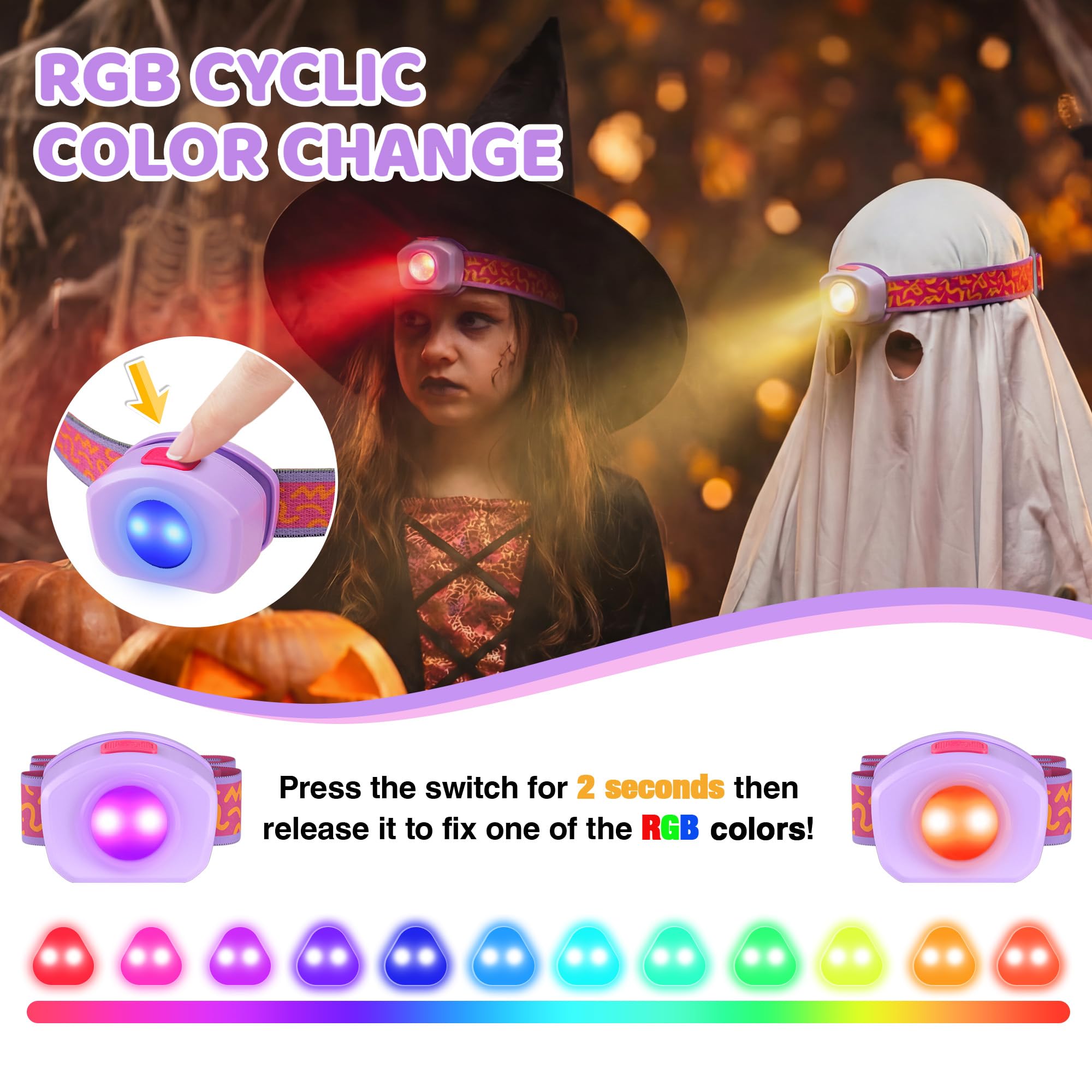 EverBrite RGB mode cycling colors to boost playtime and visibility