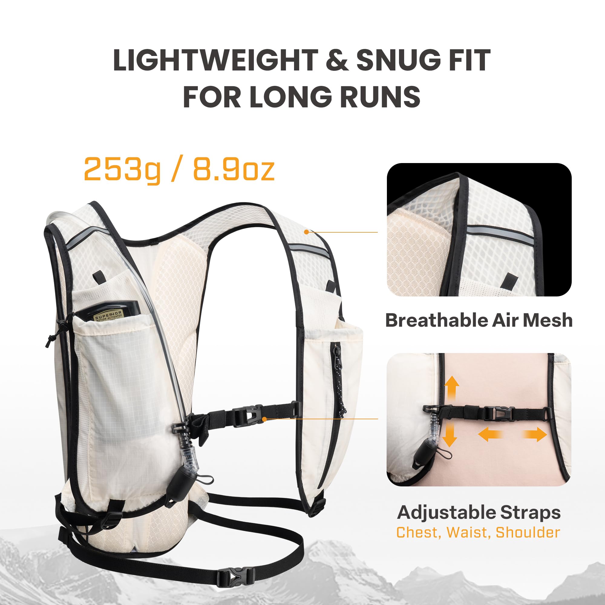 Everfun back mesh harness detail providing breathable comfort on runs