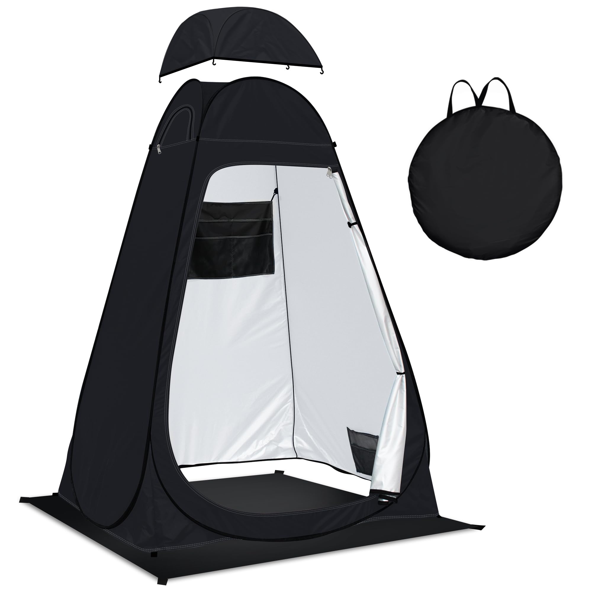 EVERRUSH front exterior view showing pop-up shelter and privacy benefit